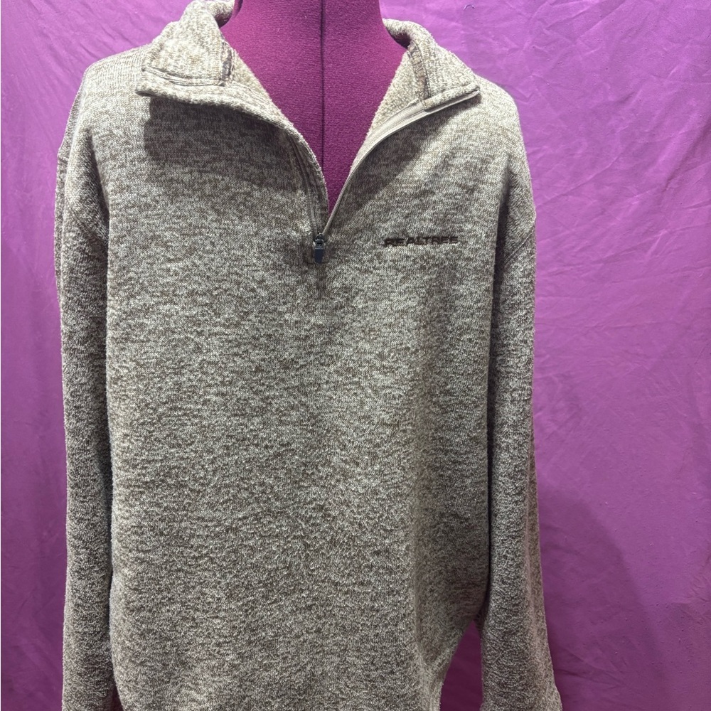 REALTREE Men’s Tan Zip Up Knit Sweater XL, Business Casual, Real tree, Neutral